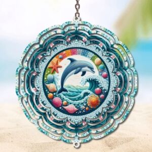 8 Inch Colorful Dolphin Wind Spinner